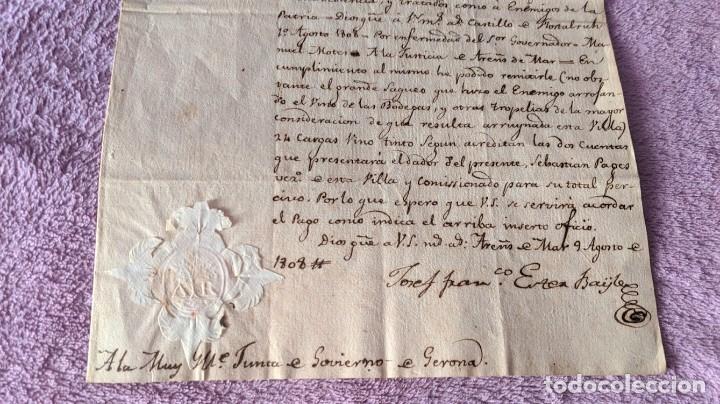 Manuscritos antiguos: DOCUMENTO ORIGINAL DE HOSTALRICH, ARENYS DE MAR SAQUEO BODEGA 1808 SELLO EN SECO - Foto 2