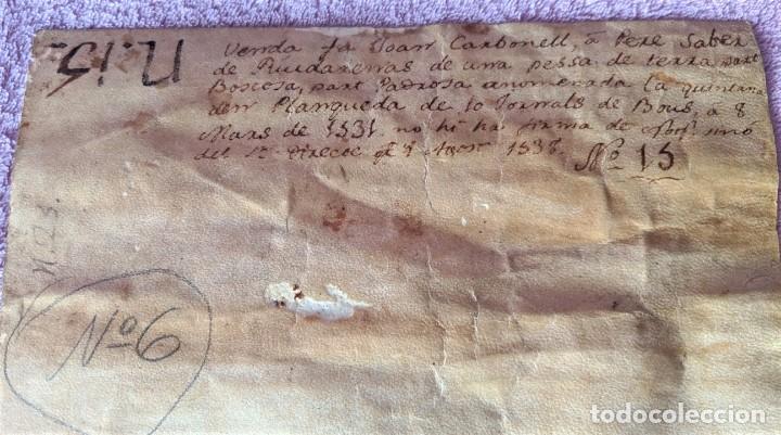 Manuscritos antiguos: PERGAMINO ORIGINAL DE LA PROVINCIA DE GERONA DE 1538, VENTA DE TIERRAS