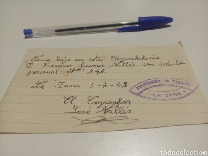 Manuscritos antiguos: Papel baja de trabajo expendeduria de tabaco 1948 - Foto 1