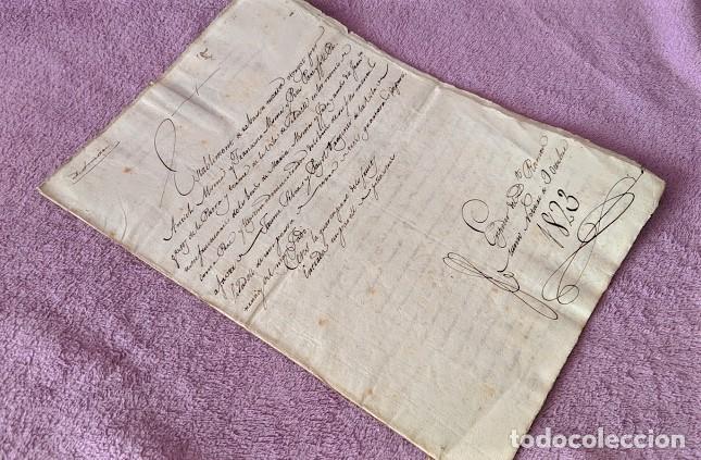 Manuscritos antiguos: DOCUMENT ORIGINAL DE SABADELL 1823 FRANCISCO ALSINA Y PONS, 3 SEGELLS - Foto 1
