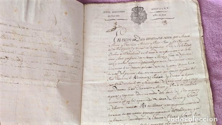 Manuscritos antiguos: DOCUMENT ORIGINAL DE SABADELL 1823 FRANCISCO ALSINA Y PONS, 3 SEGELLS - Foto 2