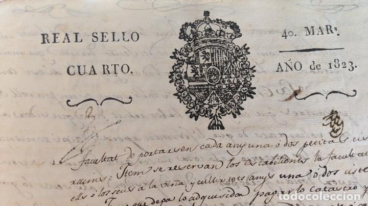 Manuscritos antiguos: DOCUMENT ORIGINAL DE SABADELL 1823 FRANCISCO ALSINA Y PONS, 3 SEGELLS - Foto 6