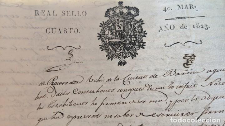 Manuscritos antiguos: DOCUMENT ORIGINAL DE SABADELL 1823 FRANCISCO ALSINA Y PONS, 3 SEGELLS - Foto 7