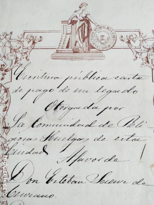 Manuscritos antiguos: Carta pago legado Monasterio Huelgas ( Guzman Burgos Villadondiego Zamora ) a E Saenz Cenzano 1883