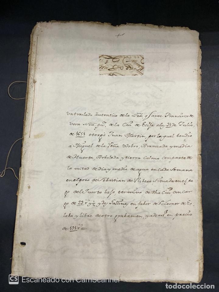 Manuscritos antiguos: &Eacute;CIJA, 1666. DOCUMENTO DE VENTA DE TIERRA. LEER. - Foto 1