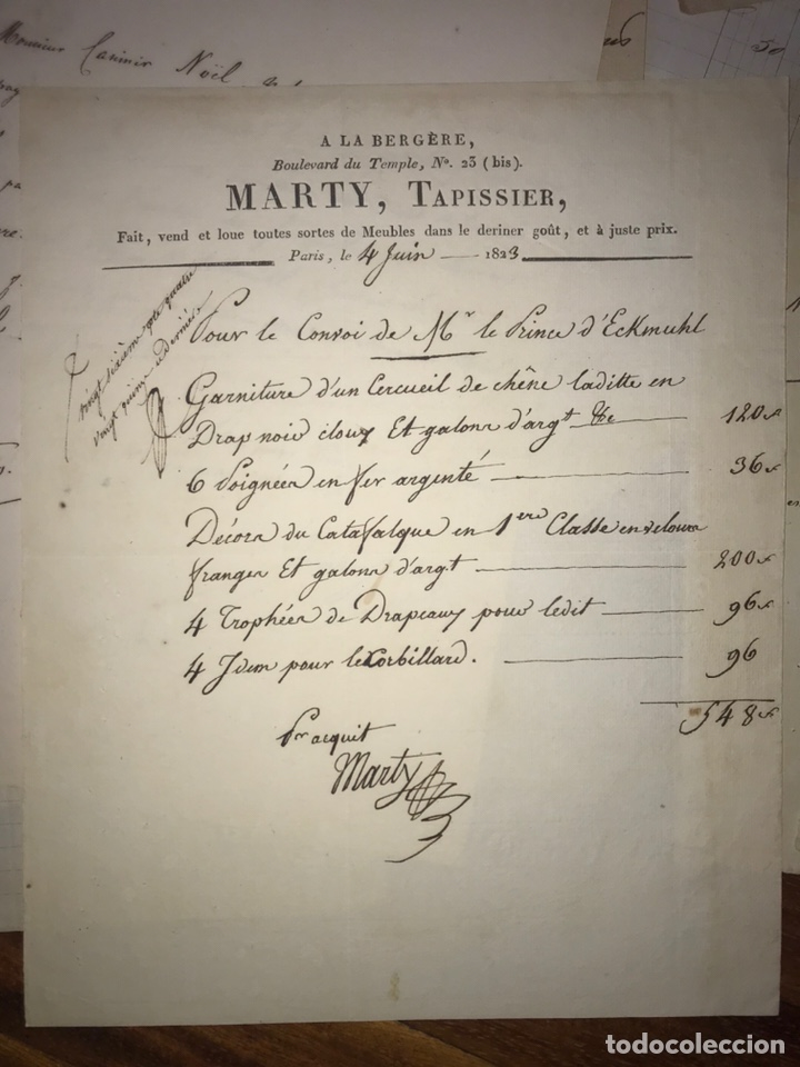 Manuscritos antiguos: FUNERAILLES MAR&Eacute;CHAL DAVOUT. CONJUNTO 15 DOCUMENTOS FUNERALES DEL MARISCAL. 1823 - Foto 3