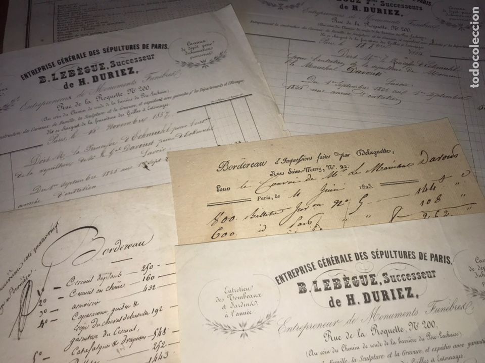 Manuscritos antiguos: FUNERAILLES MAR&Eacute;CHAL DAVOUT. CONJUNTO 15 DOCUMENTOS FUNERALES DEL MARISCAL. 1823 - Foto 6