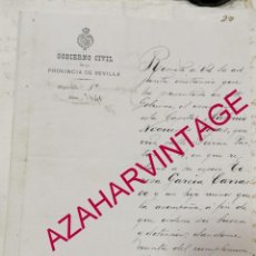 Manuscritos antiguos: SEVILLA, 1906, SOLICITUD ORDEN BUSCA Y CAPTURA ESPOSA E HIJO, FIRMA MANUEL BENITEZ PARODI,GOBERNADOR