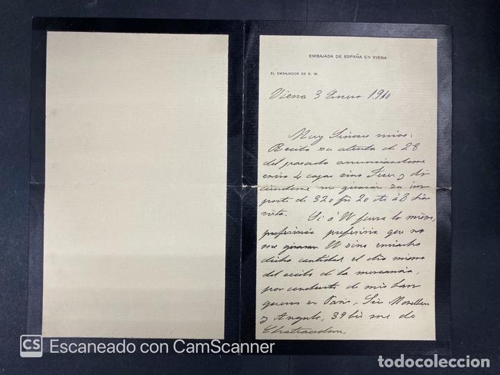 Manuscritos antiguos: EMBAJADA DE ESPA&Ntilde;A EN VIENA. CARTA DEL MARQUES DE HERRERA. 1910. - Foto 1