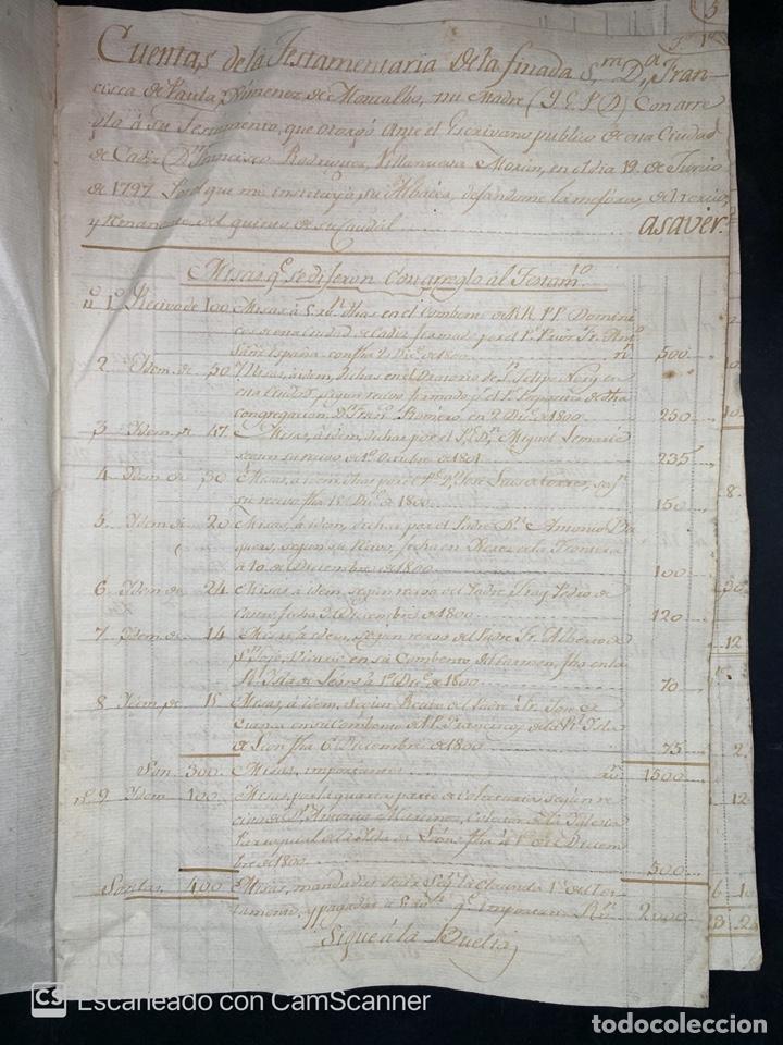 Manuscritos antiguos: CADIZ, 1797. TESTAMENTO. MISAS. FRANCISCA DE PAULA ISSASI. LEER - Foto 2 - 208218410