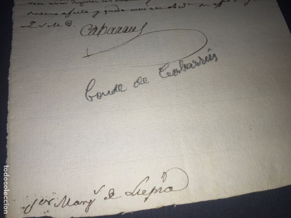 Manuscrits anciens: 1806. CARTA FIRMADA POR CABARRUS Y ENVIADA AL MARQU&Eacute;S DE LUPIA. BARCELONA. JARD&Iacute;N BARRIO HORTA.
