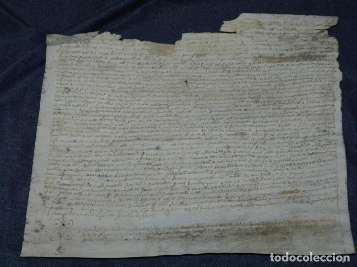Manuscritos antigos: (M) ANTIGUO DOCUMENTO PERGAMINO MEDIEVAL MANUSCRITO SOBRE PERGAMINO A&Ntilde;O 1581, 32X27CM