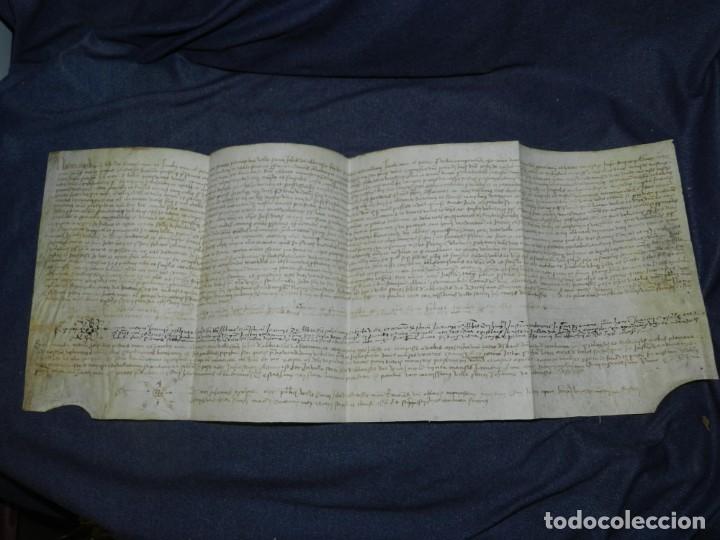 Manoscritti antichi: (M) DOCUMENTO PERGAMINO A&Ntilde;O 1509 SANT JOAN DE LES ABADESSES - 64X25CM