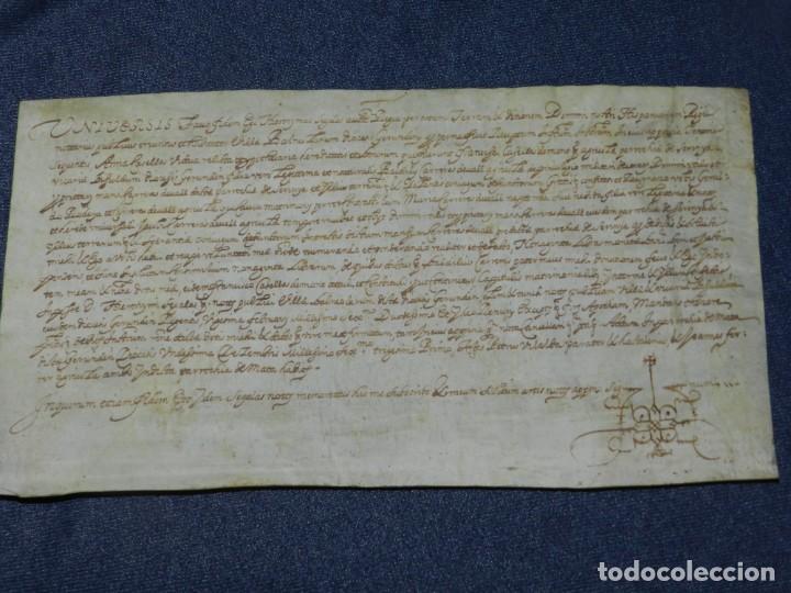 Manoscritti antichi: (M) ANTIGUO PERGAMINO A&Ntilde;O 1631 PARROQUIA DE MATA, PORQUERES PLA DE L'ESTANY, GERONA