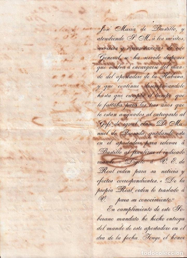 Manuscritos antiguos: &rdquo;E6408 CUBA SPAIN 1854 SIGNED DOC MANUEL DE QUESADA, ENTREGA DEL MANDO.&rdquo; - Foto 3