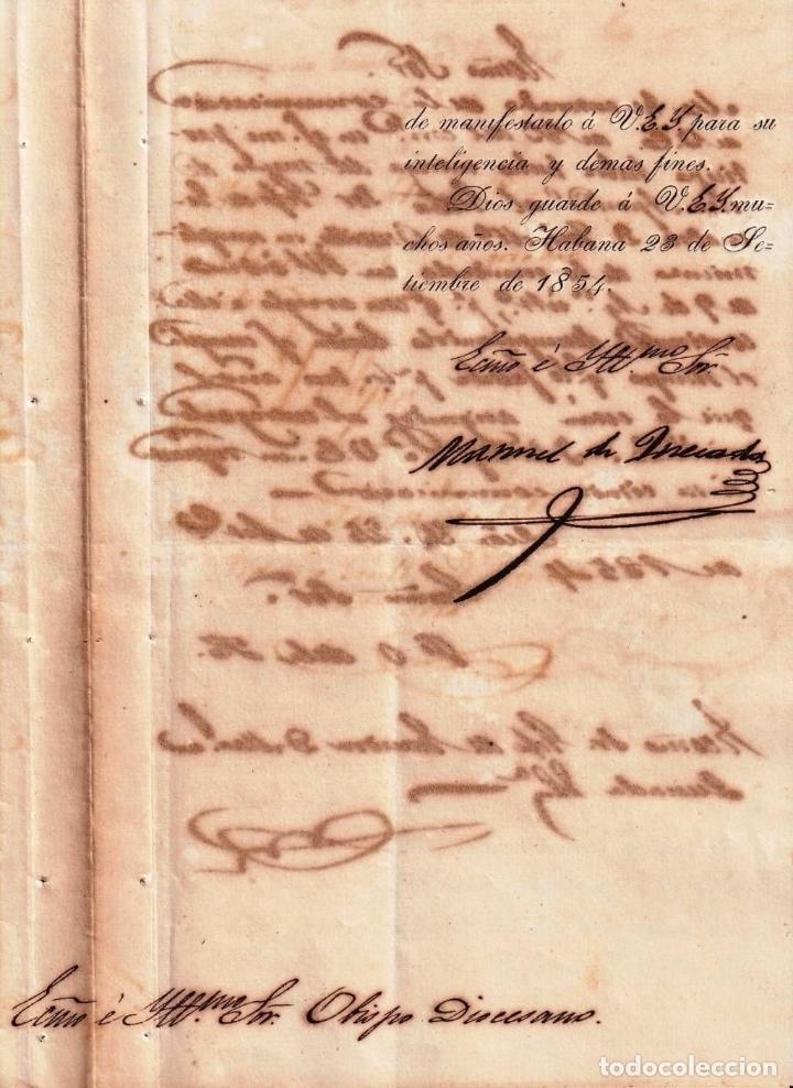 Manuscritos antiguos: &rdquo;E6408 CUBA SPAIN 1854 SIGNED DOC MANUEL DE QUESADA, ENTREGA DEL MANDO.&rdquo; - Foto 4