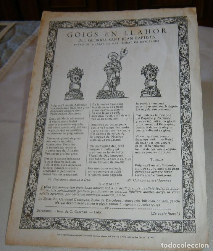 Manuscrits anciens: goigs en llahor del glorios Sant Joan Baptista patro de Vilassar de Mar