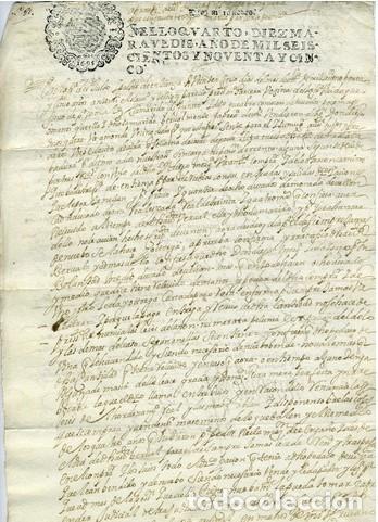 Manuscritos antiguos: GALICIA . Sello Qvarto de diez maravedies del a&ntilde;o 1695. MANUSCRITO original