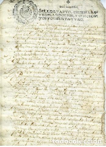 GALICIA . A&ntilde;o 1681 . Sello Qvarto de Diez maraved&iacute;s . MANUSCRITO original