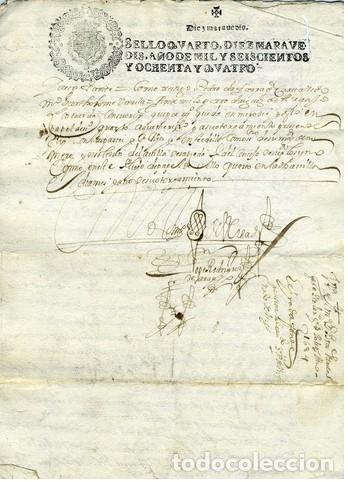 Manuscritos antiguos: GALICIA . A&ntilde;o 1684. Sello Qvarto de diez maraved&iacute;s. MANUSCRITO original