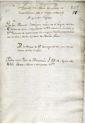 Manuscritos antiguos: Galicia - Rivadavia A&ntilde;o 1643 . MANUSCRITO Fernando Rodriguez a Benino Fermon. Con carpetilla.
