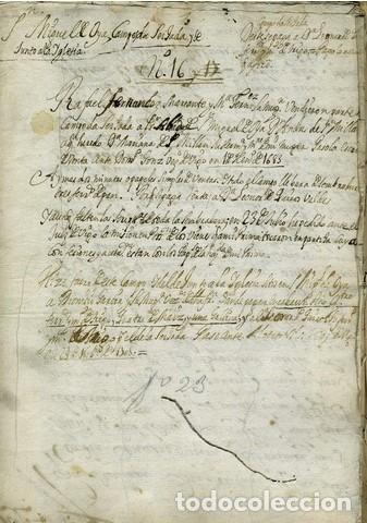 Manuscritos antiguos: GALICIA - Vigo . San Miguel de oya. a&ntilde;o 1683. Sello Qvarto Veinte maraved&iacute;s. Rafael Fernandez e hijo