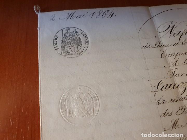 Manuscritos antiguos: Documento frances, testamento, fechado en 1864, con timbre imperial - Foto 2
