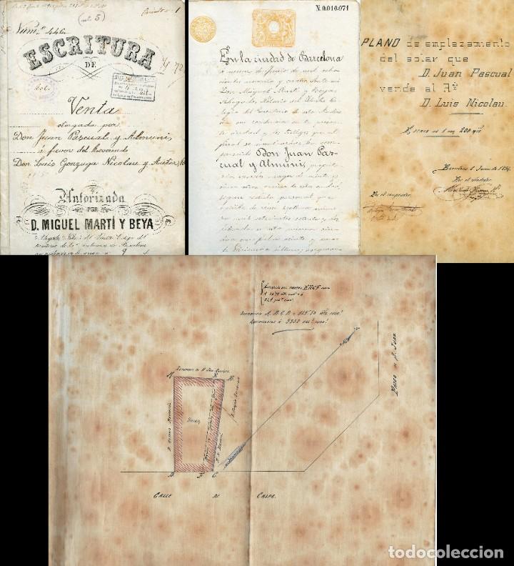 Manuscritos antiguos: 1894 barcelona escritura de venta solar eixample, con planos - Foto 1