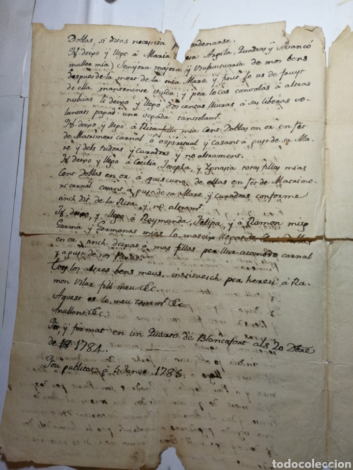 Manuscritos antiguos: documento escrito a mano del 1784 - Foto 2