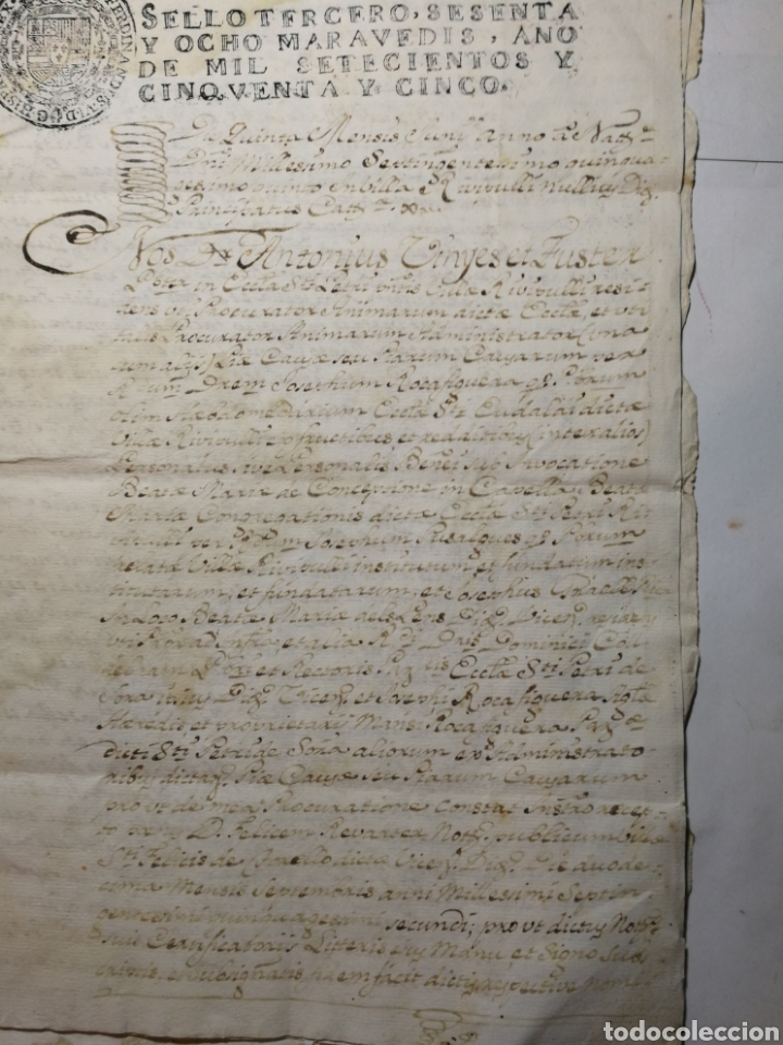 Manuscritos antiguos: documento del 1755 escrito a mano - Foto 2