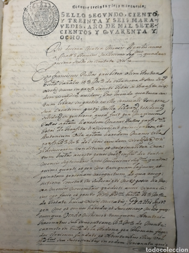 Manuscritos antiguos: documento del 1746 escrito a mano. venta - Foto 2