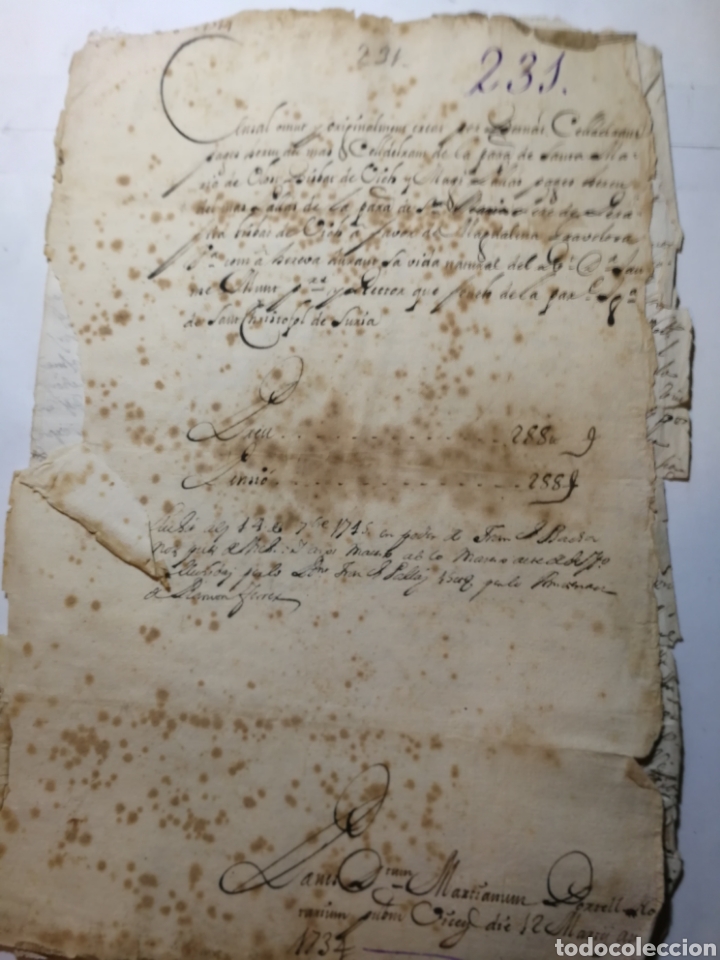 Manuscritos antiguos: documento del 1734 escrito a mano - Foto 1