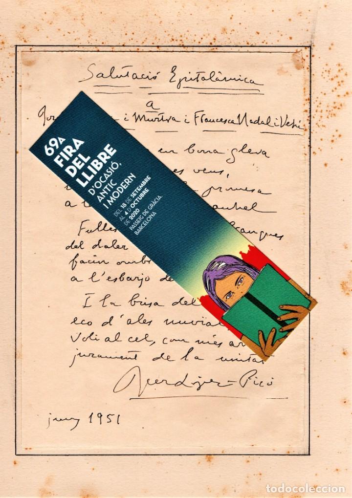 Manuscritos antiguos: POESIA CATALANA,POEMA/VERSO ORIGINAL,INEDITO,POETA JOSEP MARIA LOPEZ PICO,INTELECTUAL CATALANISTA.