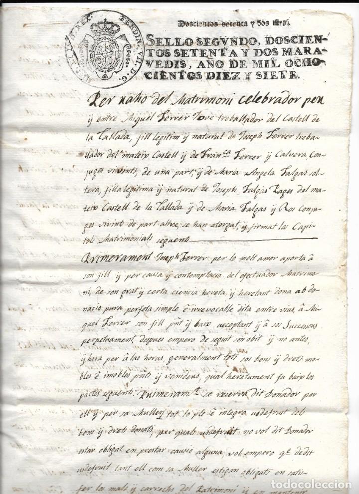 Manuscritos antiguos: Timbre de sello, a&ntilde;o 1817 272 maravedies sello 2&ordm; - Foto 1