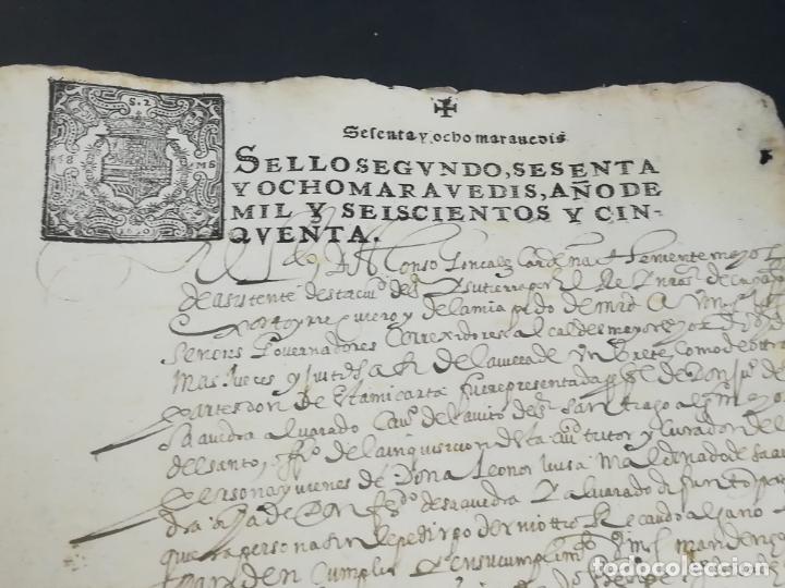 Manuscritos antiguos: TIMBROLOGIA. SELLO SEGUNDO. 68 MARAVEDIS. 1650. MANUSCRITO. VER FOTOS - Foto 2 - 219811350