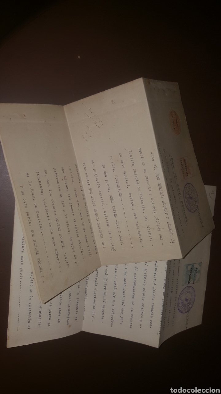 Manuscritos antiguos: dos documentos en papel del estado timbrado de la republica 1931 - Foto 2