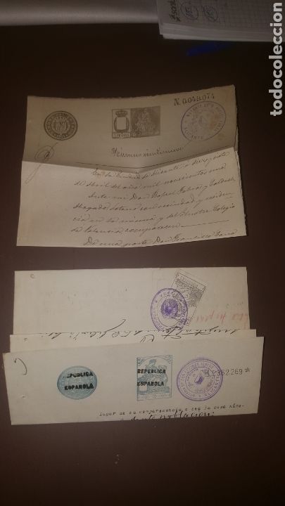 Manuscritos antiguos: dos documentos en papel del estado timbrado de la republica 1901 y 1931 - Foto 1