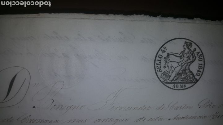 Manuscritos antiguos: 2 DOCUMENTOS EN PAPEL TIMBRADO A&Ntilde;O 1849, SELLO SECO - Foto 4