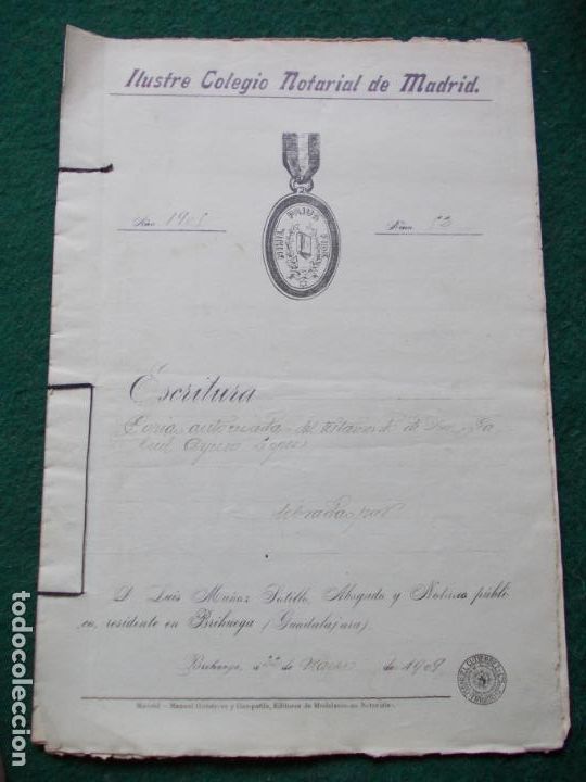 Manuscritos antiguos: MANUSCRITO DE ESCRITURA DE 1909 - Foto 4