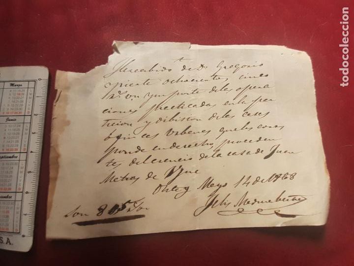 Manuscritos antigos: Olite, Navarra. Recibo de 1868