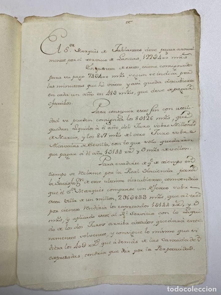 Manuscritos antiguos: MARQUES DE TABLANTES. TRANSACCION DE LANZAS. VER Y LEER - Foto 2