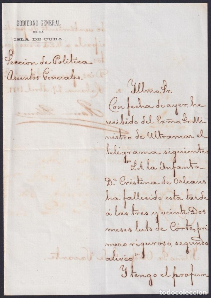 Manuscritos antiguos: BE740 CUBA 1881 CAPTAIN GENERAL RAMON BLANCO SIGNED DOC FUNCIONAMIENTO DEL SERVICIO POSTAL. - Foto 1
