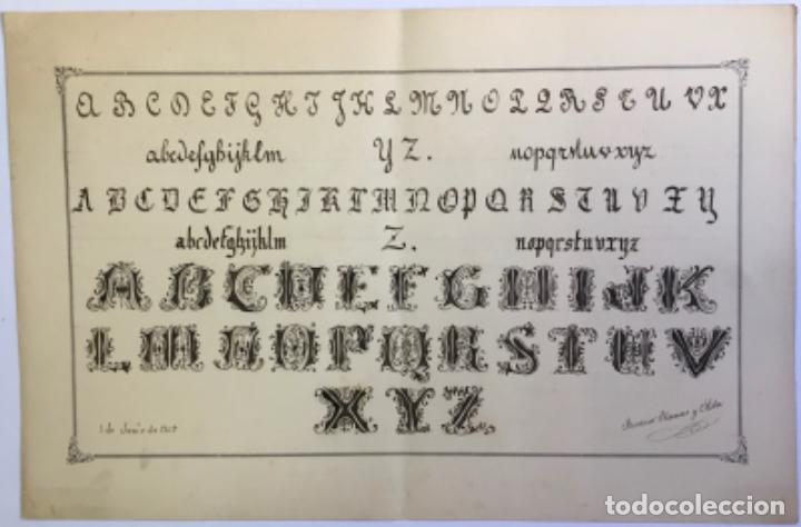Manuscrits anciens: CONJUNTO DE 7 L&Aacute;MINAS DE ABECEDARIOS MANUSCRITOS. VARIOS A&Ntilde;OS 1889, 1905, 1906, 1907. 32 X 48,5 CM.