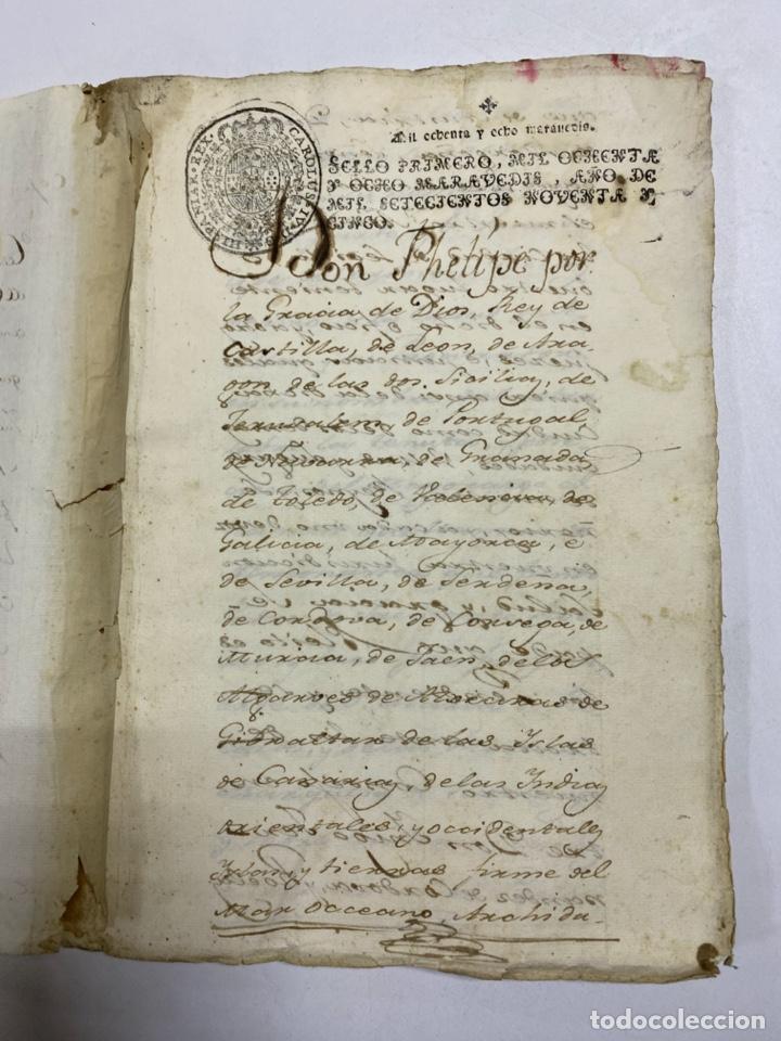 Manuscritos antiguos: MADRID, 1795.TESTIMONIOS DEL ESCRIBANO DEL REY D. FELIPE. PLEITOS. 1 SELLO. 141 PAGINAS. VER/LEER - Foto 2 - 225500005