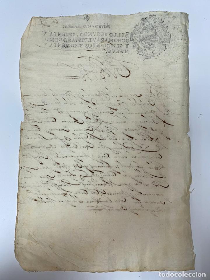 Manuscritos antiguos: TIMBROLOGIA. SELLO SEGUNDO. 68 MARAVEDIS. 1689. MANUSCRITO. VER FOTOS - Foto 3 - 225548520