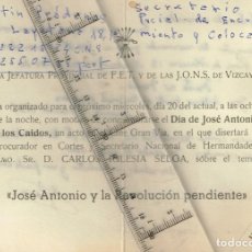 Manuscritos antiguos: 1963 INVITACIÓN ”JOSÉ ANTONIO Y LA REVOLUCIÓN PENDIENTE” Y SOLICITUD DE LIBRO SOBRE EL JUICIO A J. A. Lote 228648755