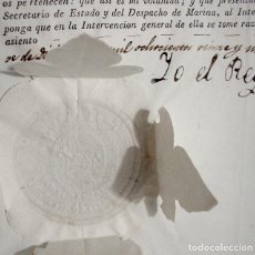 Manuscritos antiguos: AÑO 1829-TITULO GRADUACION INTENDENTE MARINA-FIRMA REY FERNANDO VII-CONDE SALAZAR MINISTRO-CARTAGENA