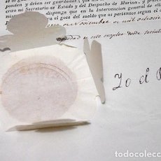 Manuscritos antiguos: 1827-TITULO COMISARIO ORDENADOR MARINA-FIRMA REY FERNANDO VII-CONDE SALAZAR MINISTRO HACIENDA ESTADO