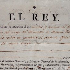 Manuscritos antiguos: 1798. TITULO OFICIAL PRIMERO DE MARINA-FIRMA REY CARLOS IV-JUAN LÁNGARA MINISTRO-GORRIOLA INTENDENTE