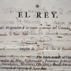 Manuscritos antiguos: AÑO 1794. NOMBRAMIENTO OFICIAL SEGUNDOS MARINA-FIRMA REY CARLOS IV-A. VALDÉS CAPITÁN GENERAL